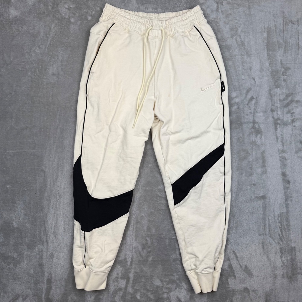 Nike Mens Swoosh Joggers Sail Black French Terry Sweatpants DX0564-113 Small